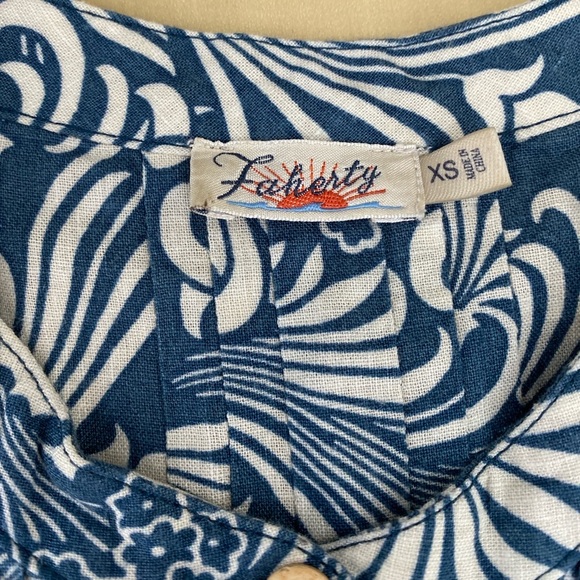 Faherty Women’s Hawaiian Print Gemina Tunic Dress Size XS VNeck Short Sleeve - Picture 3 of 11